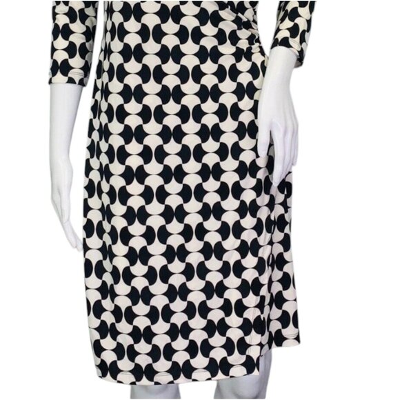 Talbots Womens Faux Wrap Jersey Sheath Dress Stretch Black White Petite Size S - Picture 5 of 12